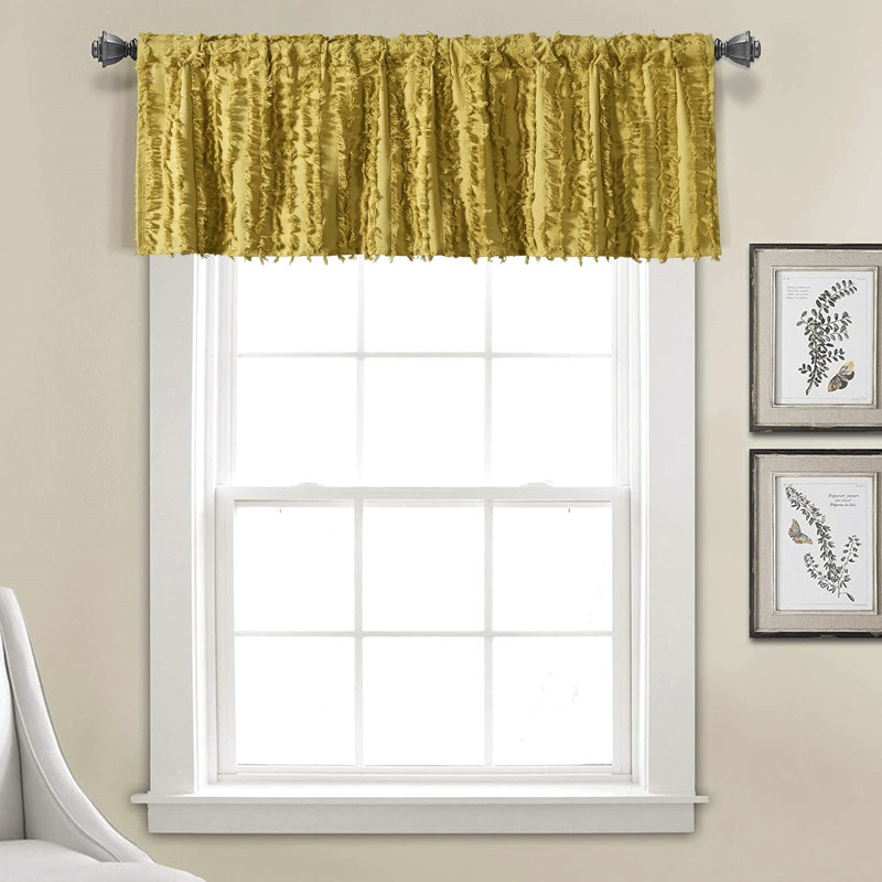 JRBEY Cotton 52'' Kitchen Curtain in Mustard Yellow Wayfair Canada